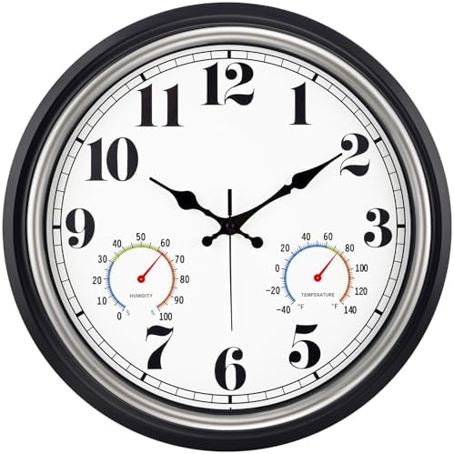 45MinST 16 Inch Silver Vintage Large Indoor/Outdoor Waterproof Wall Clock by 45MinST