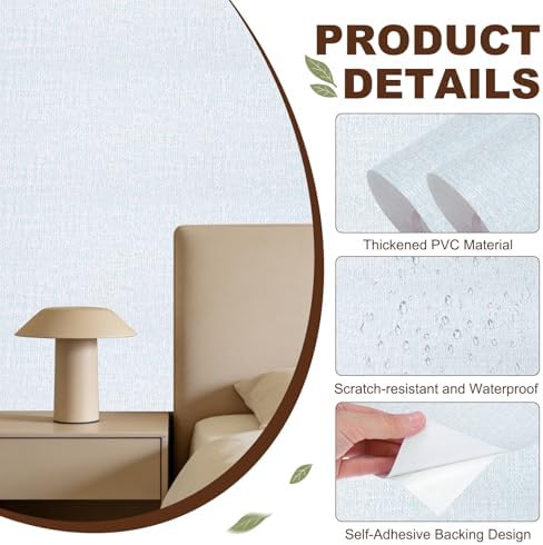 uxcell Grasscloth Linen Textured 60cmx10m/24x394 Thicker Peel Pale Blue - Image 3