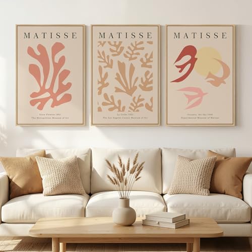 Large Framed Pink Abstract Matisse Canvas Wall Art by Cuspin