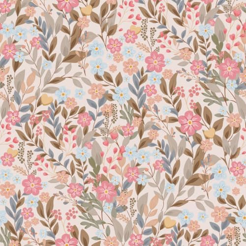 Pink Floral Drawer Liner Contact Paper Pastel Pink Blue Floral Peel and Stick by Unknown