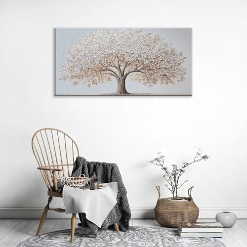 White Canvas Wall Art Prints 24"X48" Tree Of Life Wall Art - Image 6