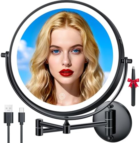 Auxmir 10″ 5000mAh 1X/30X Wall Mounted Lighted Magnifying Makeup Mirror by Auxmir