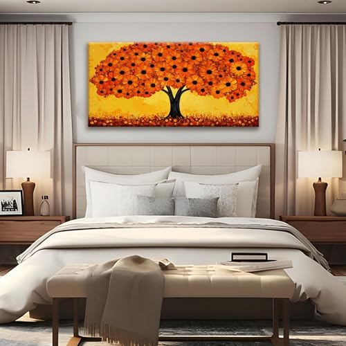 TAIJXAGSG Canvas Art Wall Decor Print Paintings Orange Tree Of Life Wall Art - Image 3