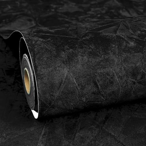 ReWallpaper Black Contact Paper Peel and Stick Soft Flocked Velvet Wallpaper by ReWallpaper