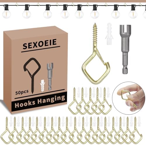 50 PCS Gold Eye Screw Hooks for Hanging Heavy Duty by Unknown