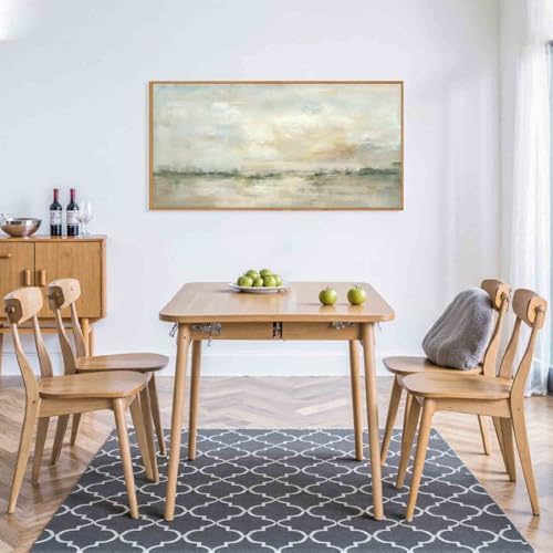 LHIUEM Large Abstract Green Gray Pastel Framed Canvas Wall Art, Neutral - Image 5