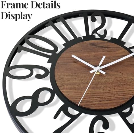 Cuspin 30 Inch Large Wall Clock Black Metal Frame - Image 4