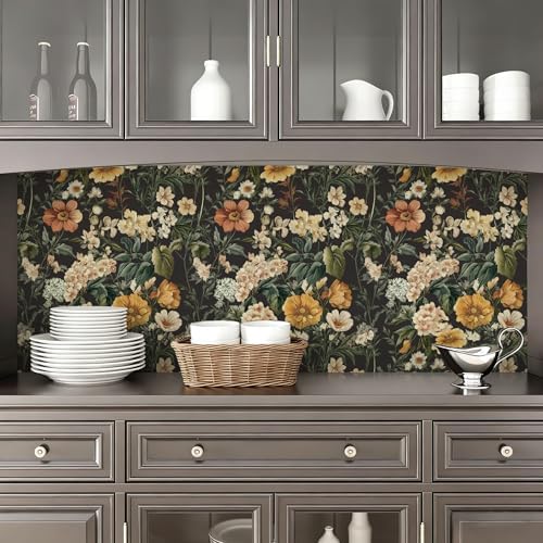 Livebor Black Floral Peel and Stick Wallpaper Flower Wallpaper16.9 x118.1 - Image 3