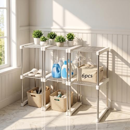 BLULEE Expandable Standing Shelf Unit, Adjustable Storage Rack White by BLULEE