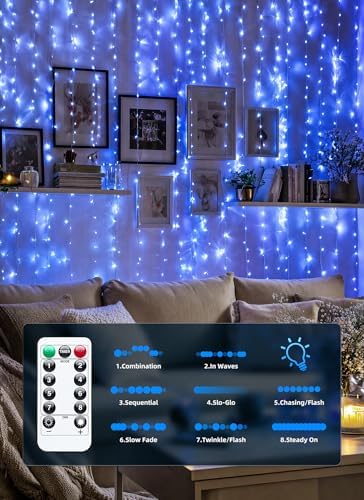 Brightown 300 LED Fairy Curtain Lights, 9.8ft x 9.8ft Curtain String Lights - Image 5