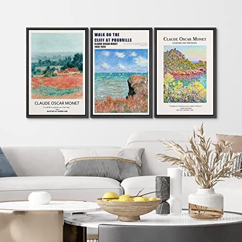 MUDECOR Framed Wall Art Print Set Walk on The Cliff at Pourville by Claude - Image 4