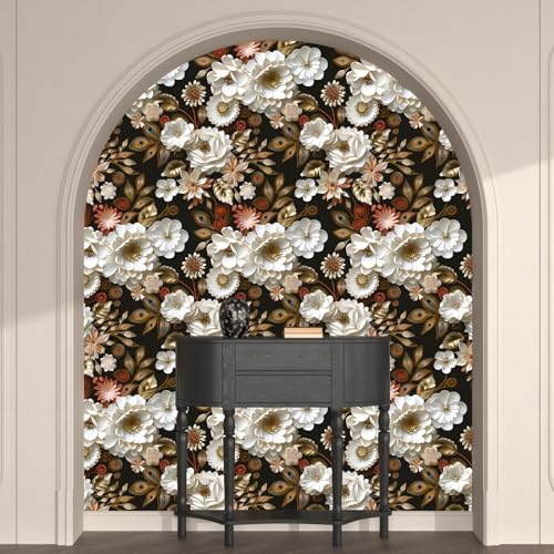 Laatse Dark Gold Floral Wallpaper Peel and Stick 17.5" × 118" - Image 5