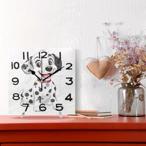 Cartoon Cute Dalmatian Dog Square Wall Clock, 8 Inch Standard Non Ticking - Image 4