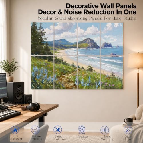 Peaudy 8-Pack Acoustic Panels Art: 48×32Inches Self-Adhesive Decorative - Image 4