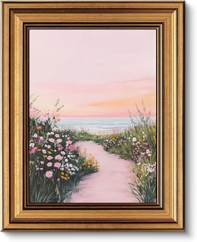 Gold Framed Wall Art, Dreamy Beachy Aesthetic Artwork by YDNAKLX