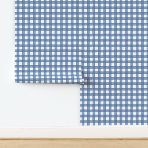 Spoonflower Blue Watercolor Peel and Stick Removable Wallpaper - Image 4