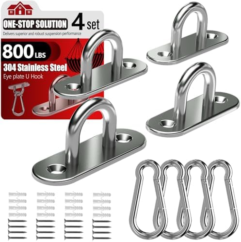 sprookber 304 Stainless Steel Pad Eye Snap Hook, M6 Ceiling Hook 800Lb by Sprookber
