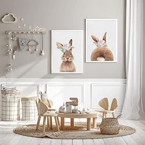 Joocrise Bunny Rabbit Wall Art Baby Girl Nursery Wall Art UNFRAMED Nursery - Image 5
