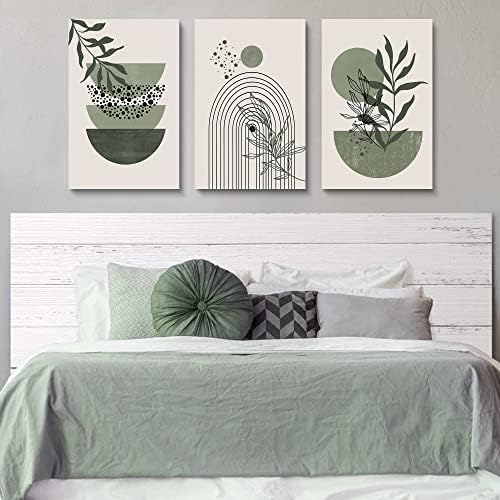Sage Green Wall Posters & Prints, Minimalist Framed Wall Art Geometric Line - Image 3