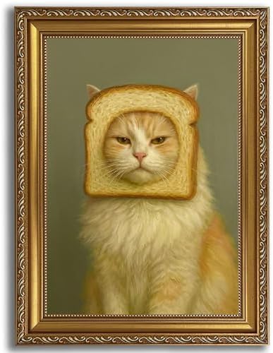 Vintage Gold Framed-Eclectic Cat by LYNARTFNWallArt