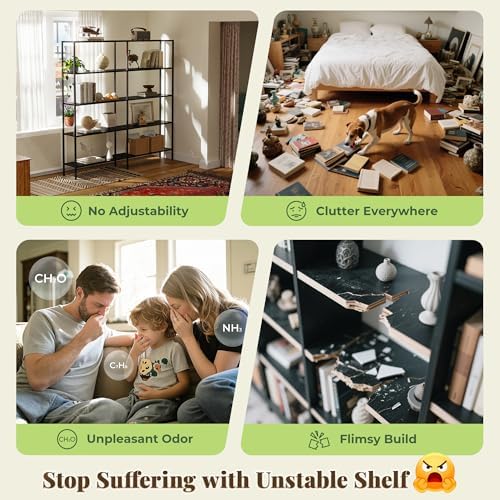 Huuger 4 Tier Bookshelf, L Shaped Corner Bookshelf - Image 5