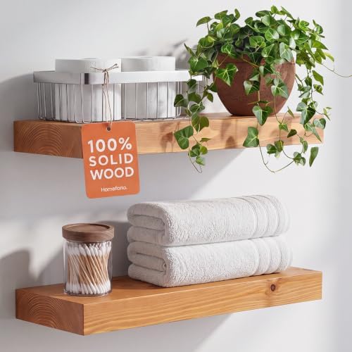 Homeforia 18 Inch Floating Shelves, High-End Solid Pine Wood by Homeforia