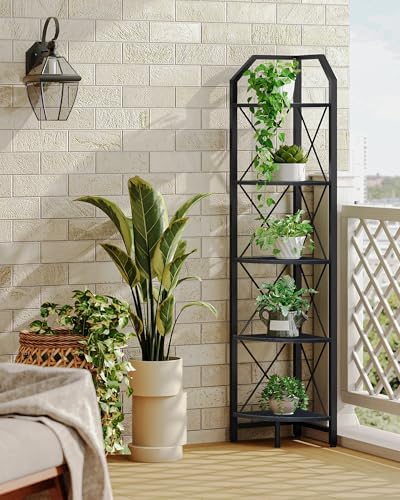 CHOEZON 5-Tier Corner Shelf, Industrial Corner Bookshelf, 59.4" Corner Storage - Image 6