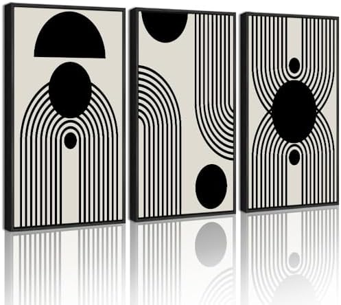 Drsoum Lager 16x24in Black and White Abstract Framed Wall Art Decor Duotone by Drsoum