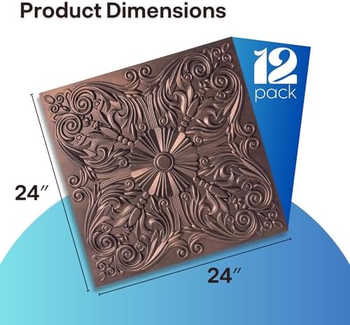 Art3d PVC Drop Ceiling Tiles 24x24 in, 48 Sq.Ft, Rose Copper - Image 2