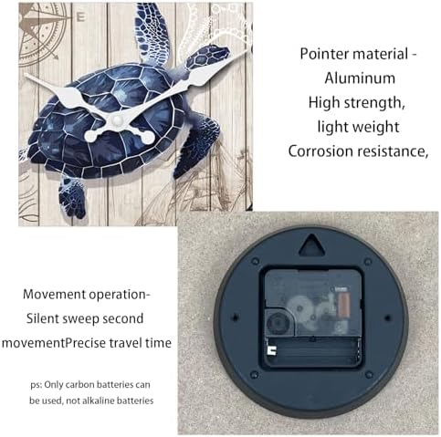 XFM Sea Turtle Wall Clock 14 Inch Blue Nautical - Image 5