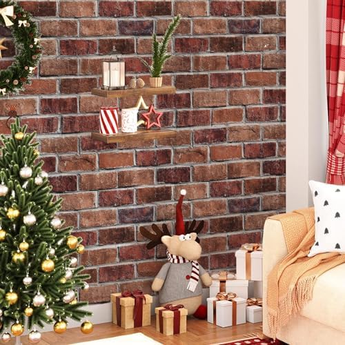 Rugreat Red Brick Peel and Stick Wallpaper Faux Brick Decor 17.3inW 78.8inL - Image 2