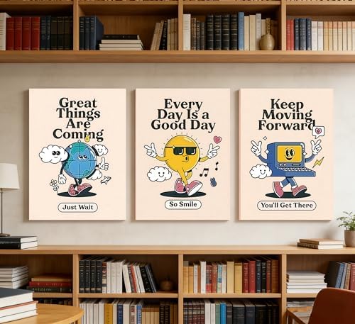 3Pcs Framed Vivid Retro Wall Art Canvas Motivational Posters Aesthetic Funny - Image 4