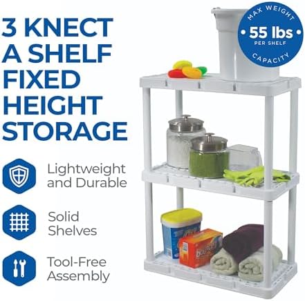 Gracious Living Knect-A-Shelf 3 Shelf Solid Light Duty Rack, 2 Pack - Image 4