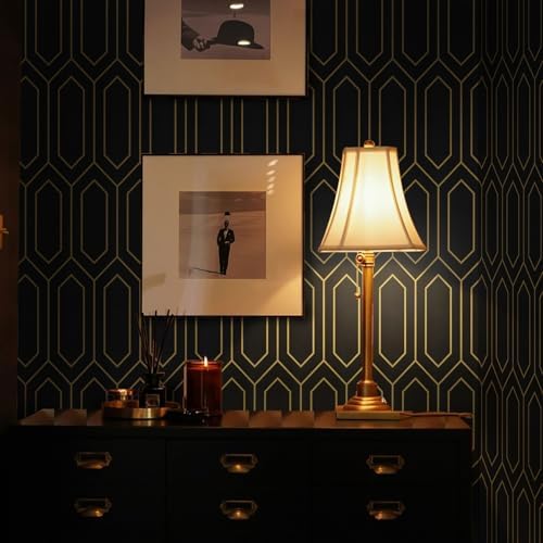 Safiyya 196"x17.3" Gold and Black Peel and Stick Wallpaper Geometric Contact - Image 5