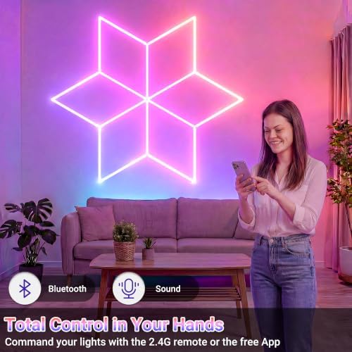 RGB Hexagon Lights with App & Remote Control, Snowflake LED Honeycomb Lights - Image 6