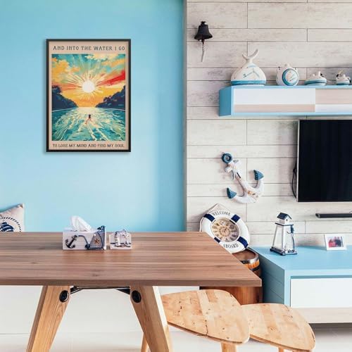 Sunrise Sunset landscape Posters Abstract Ocean Painting Wall Art 12X16 inch - Image 5