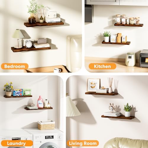 Organic Wavy Edge Floating Shelves, Hidden Brackets, 2 Pack 24 in - Image 7