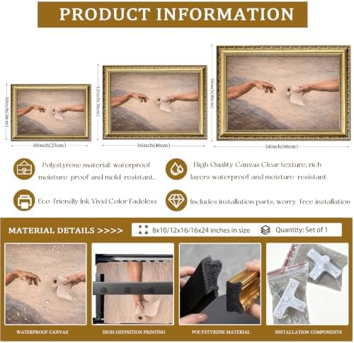 Gold Framed Wall Art, Funny Creation Of Adam Toilet Paper Print - Image 5