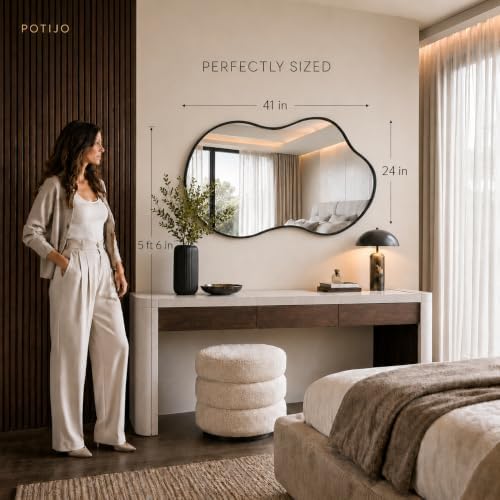 Irregular wall Mirror 24"x41" Black Asymmetrical Mirror - Image 2
