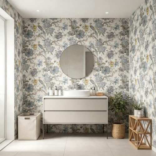 Peel and Stick Wallpaper for Bedroom Badroom Vintage Bird Floral Botanical - Image 4