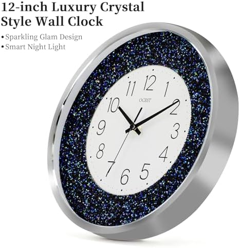 OCEST 12 Inch Crushed Diamond Wall Clock - Image 4