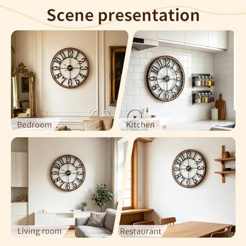 SIN&MI Large Wall Clock, Metal Minimalist Modern Clock, Round Decorative Silent - Image 4