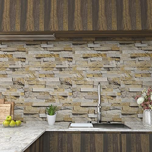 VaryPaper Slate Brick Wallpaper Peel and Stick Stone Wallpaper 15.7''x315'' - Image 3
