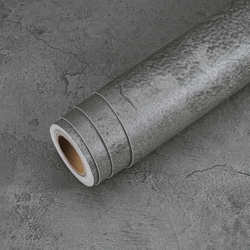 Livelynine 15.8x197" Concrete Peel and Stick Wallpaper Renter Friendly Dark - Image 6