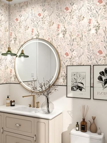 Froluya Wildflower Peel and Stick Wallpaper Neutral Floral Contact Paper - Image 3