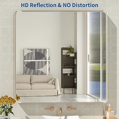 WEER Brushed Nickel Bathroom Vanity Mirror 36X36 Inch - Image 2