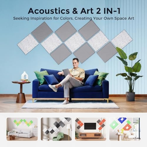 12 Pack Self-Adhesive Acoustic Panels, 2nd Generation Sound Absorbing Panel - Image 5