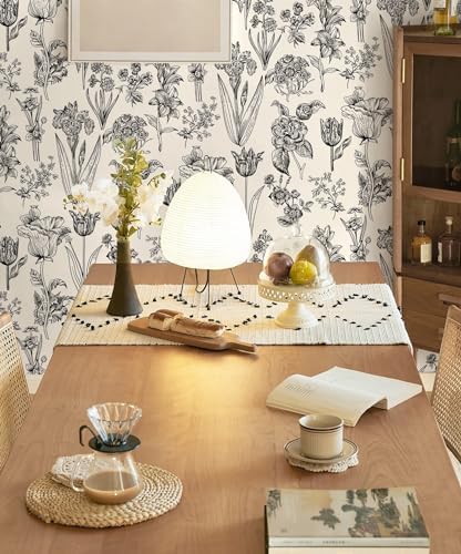 Dimoon 236"x17.3" Floral Peel and Stick Wallpaper Beige Contact Paper - Image 4