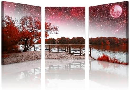 Lapremoly Red Tree Abstract Landscape Wall Paintings Canvas Wall Art by Lapremoly