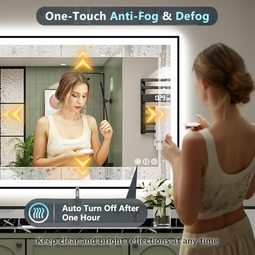 40x32 Black LED Bathroom Mirror, Backlit & Front Lit Lighted Mirror - Image 6